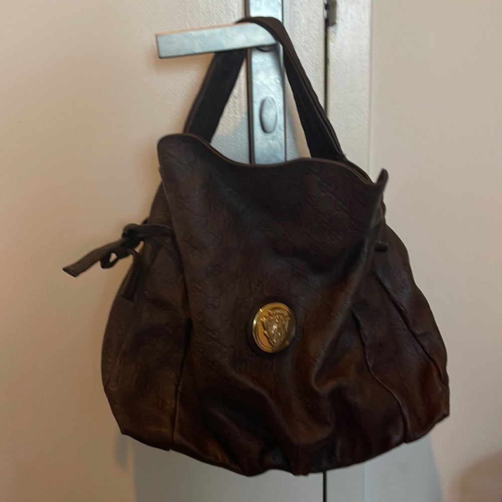 Gucci horsebit hobo bag in brown leather
